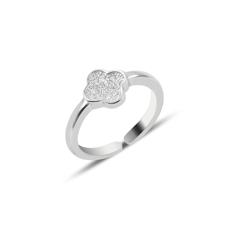CZ Quatrefoil Adjustable Size Child Ring- Knuckle Ring- Toe Ring - R88572