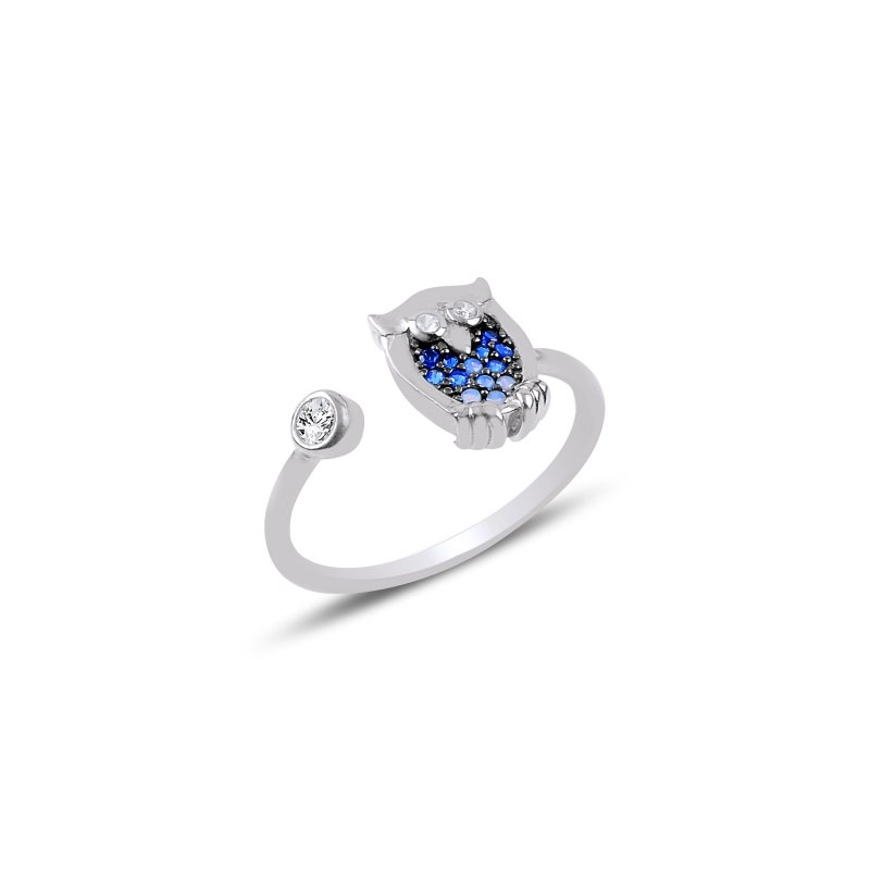 Nano Shades Of Blue Adjustable Size Owl Ring - R88606