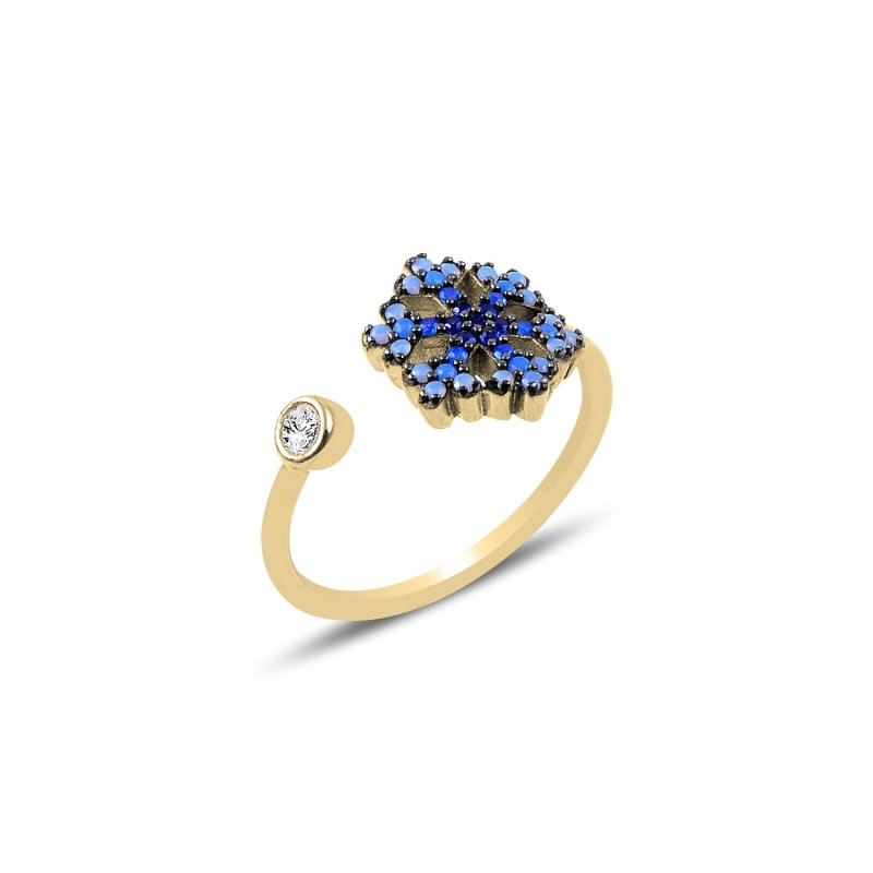 Nano Shades Of Blue Adjustable Size Snowflake Ring - R88616
