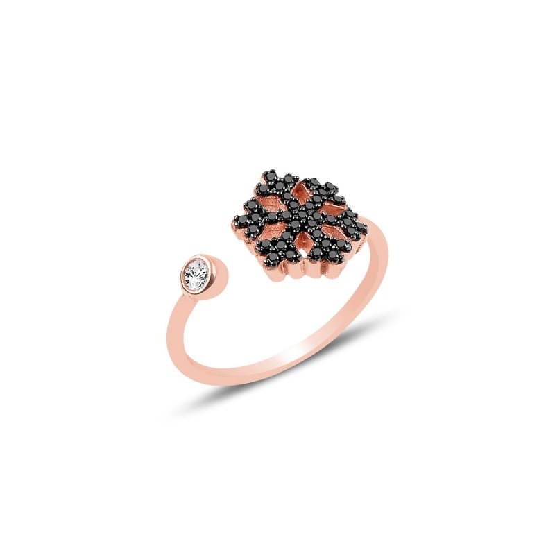 Black CZ Adjustable Size Snowflake Ring - R88627