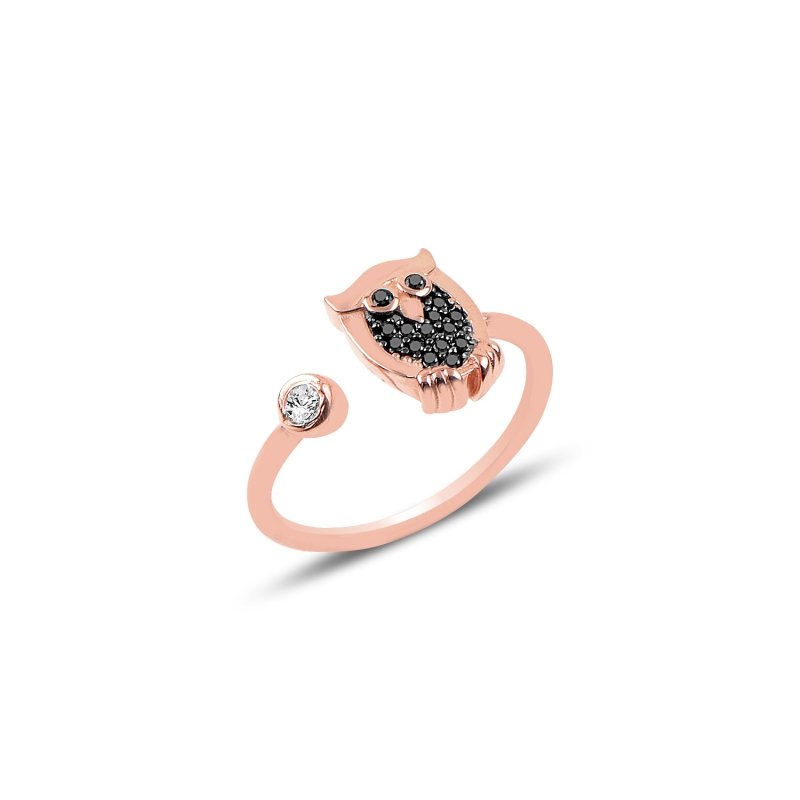 Black CZ Adjustable Size Owl Ring - R88628
