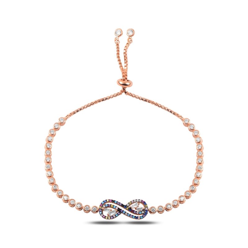 Mix CZ Infinity Adjustable Sliding Bracelet - B88706