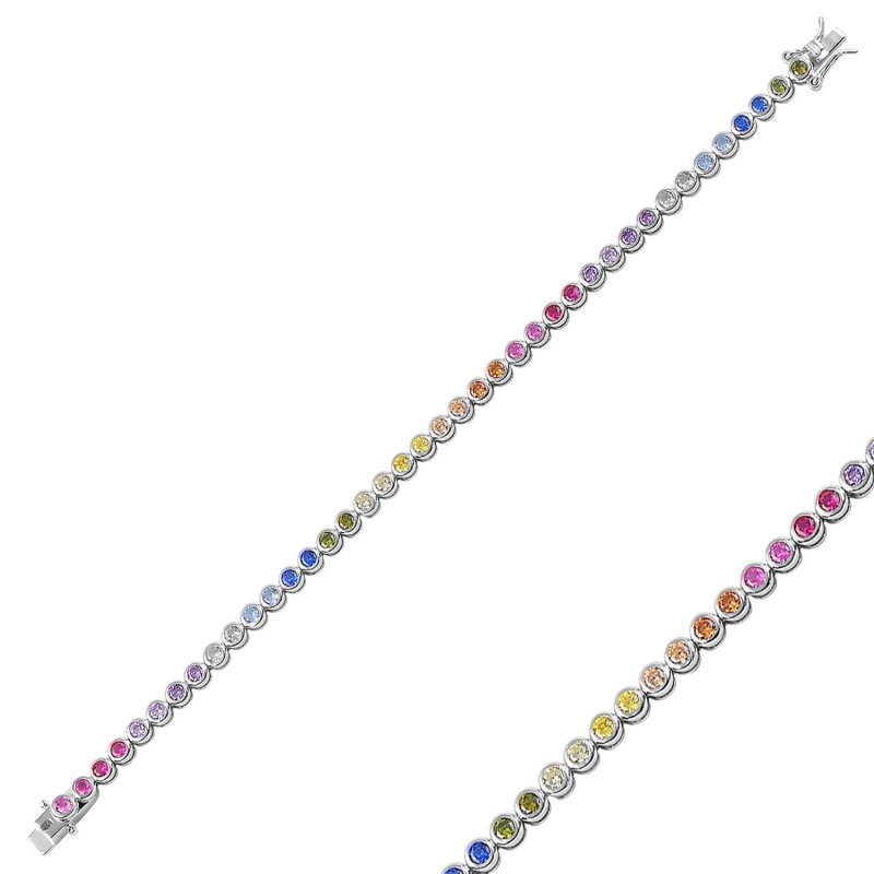 3mm Multi Color CZ Tennis Bracelet - B88787