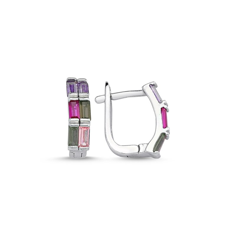 Multi Color Baguette CZ Earrings - E88795
