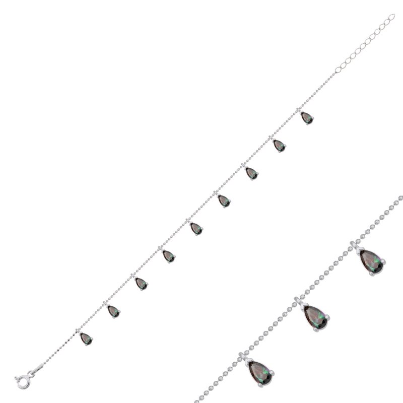 Teardrop Mystic Topaz CZ Dangle Bracelet - B89081