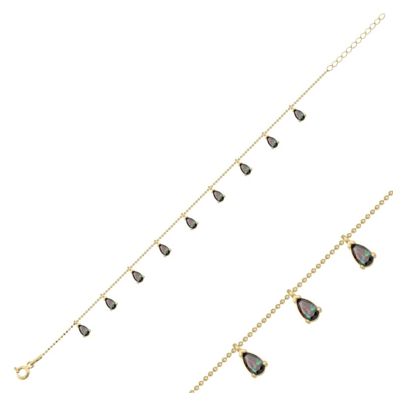 Teardrop Mystic Topaz CZ Dangle Bracelet - B89081