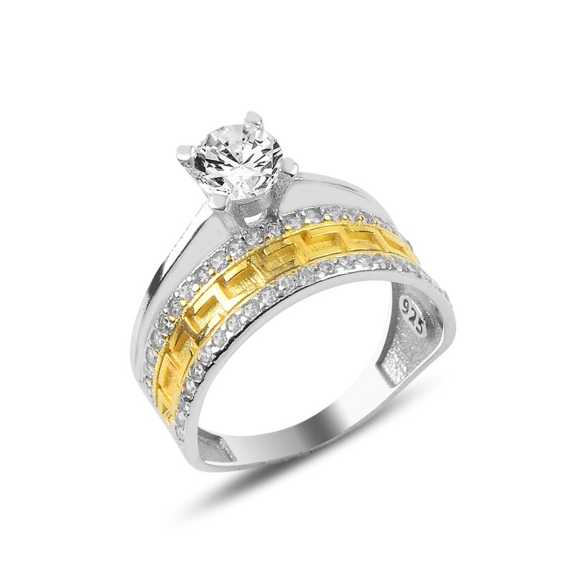 CZ Half Eternity & Solitaire Ring - R89085