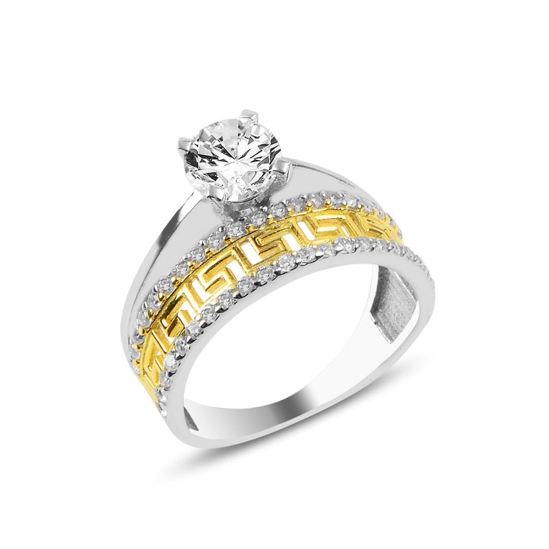 CZ Half Eternity & Solitaire Ring - R89086