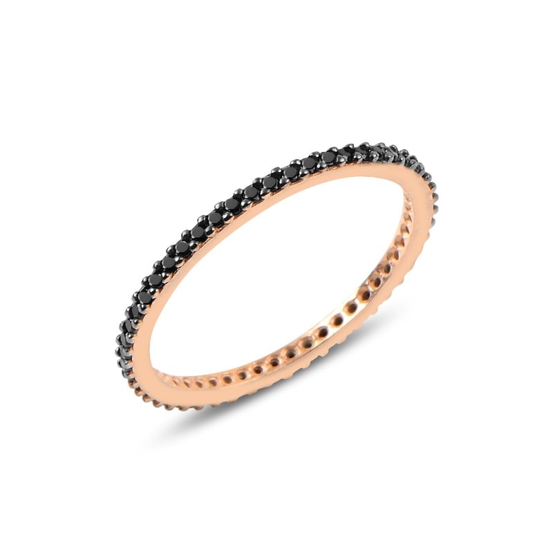 Single Row Black CZ Thin Eternity Ring - R89141