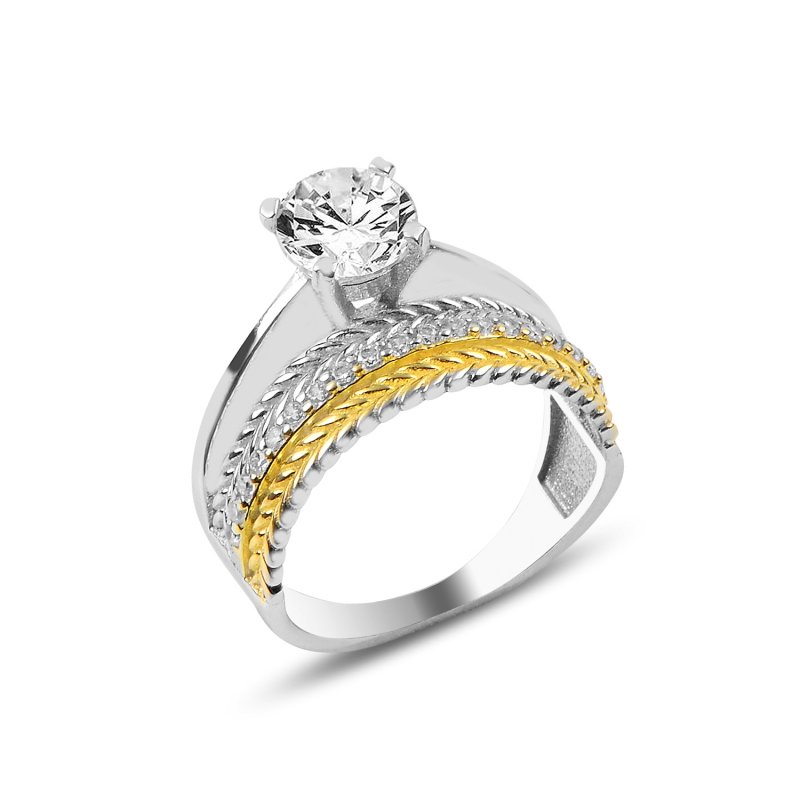 CZ Half Eternity & Solitaire Ring - R89162