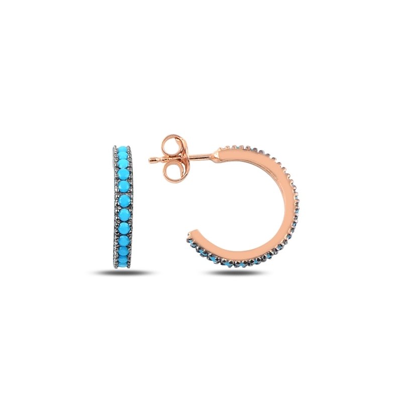 15mm Turquoise CZ Single Row Eternity Hoop Earrings - E89165