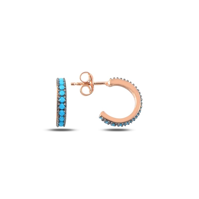 12mm Turquoise CZ Single Row Eternity Hoop Earrings - E89166
