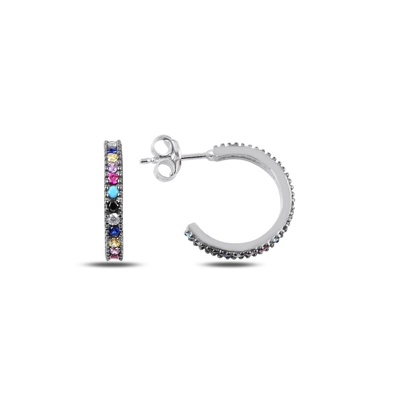15mm Mix CZ Single Row Eternity Hoop Earrings - E89168
