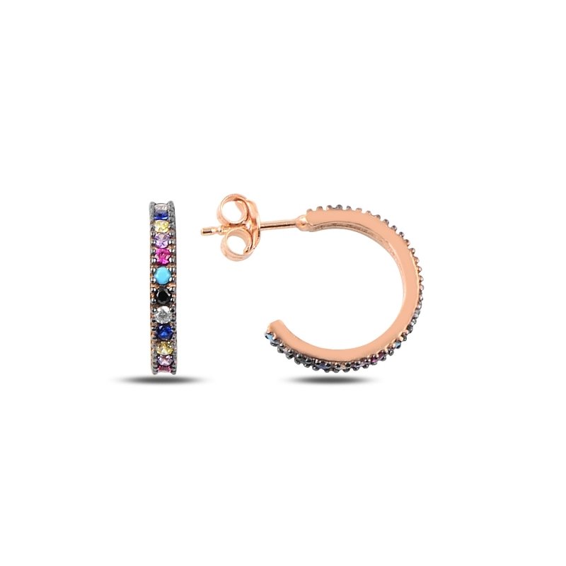 15mm Mix CZ Single Row Eternity Hoop Earrings - E89168