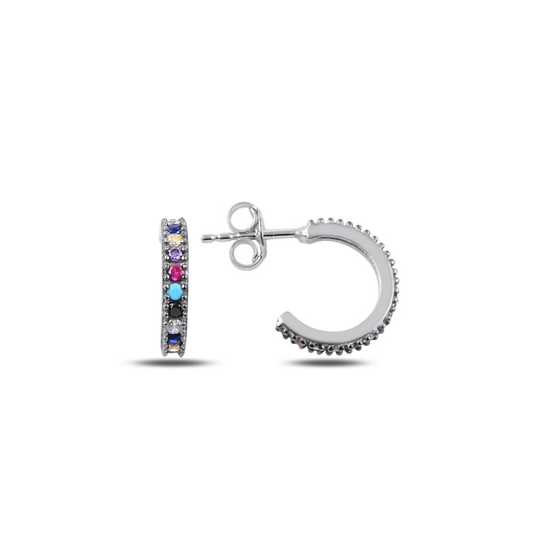 12mm Mix CZ Single Row Eternity Hoop Earrings - E89177