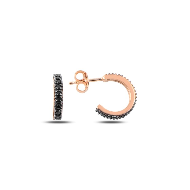 12mm Black CZ Single Row Eternity Hoop Earrings - E89179