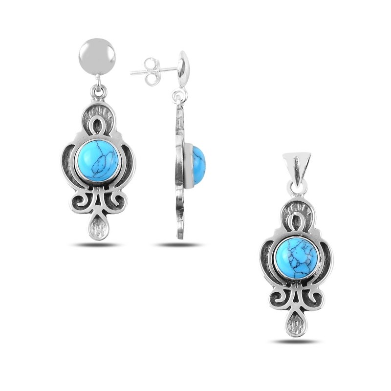 Turquoise Stone Handmade Set - S89226