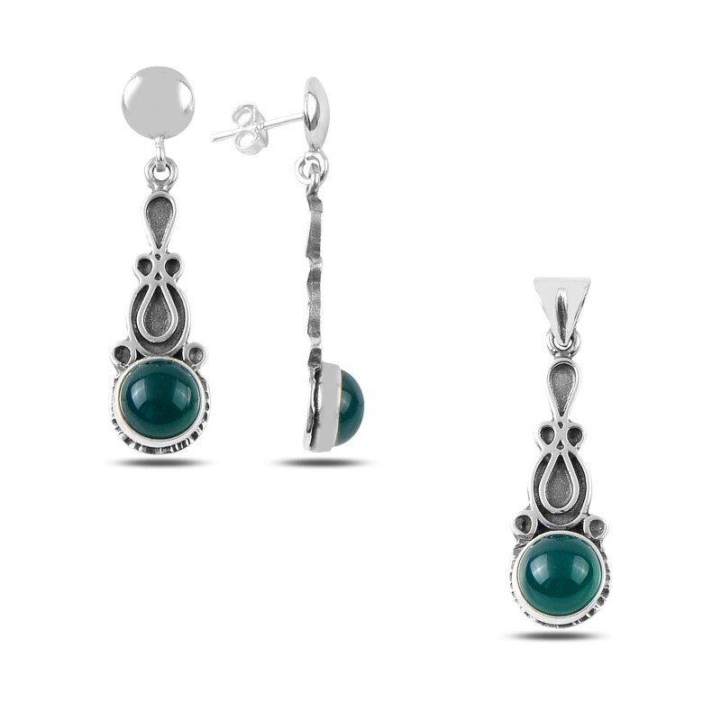 Green Agate Stone Handmade Set - S89260