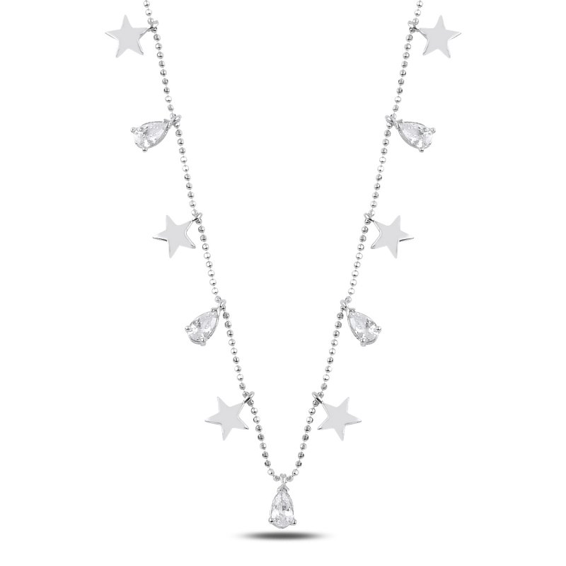 Teardrop CZ Dangle Charm Necklace - N89278