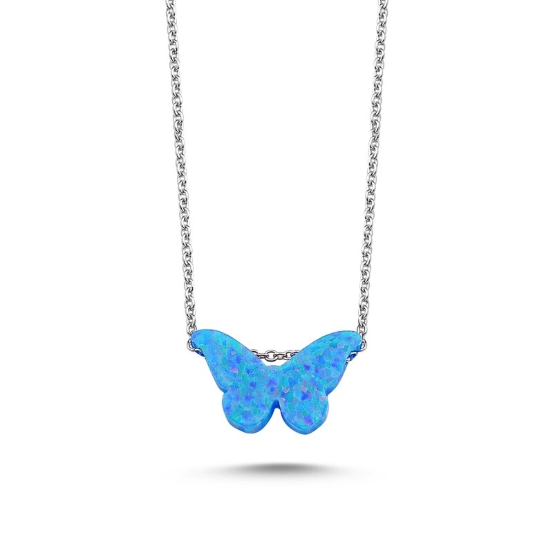 Light Blue Opal Butterfly Necklace - N89514