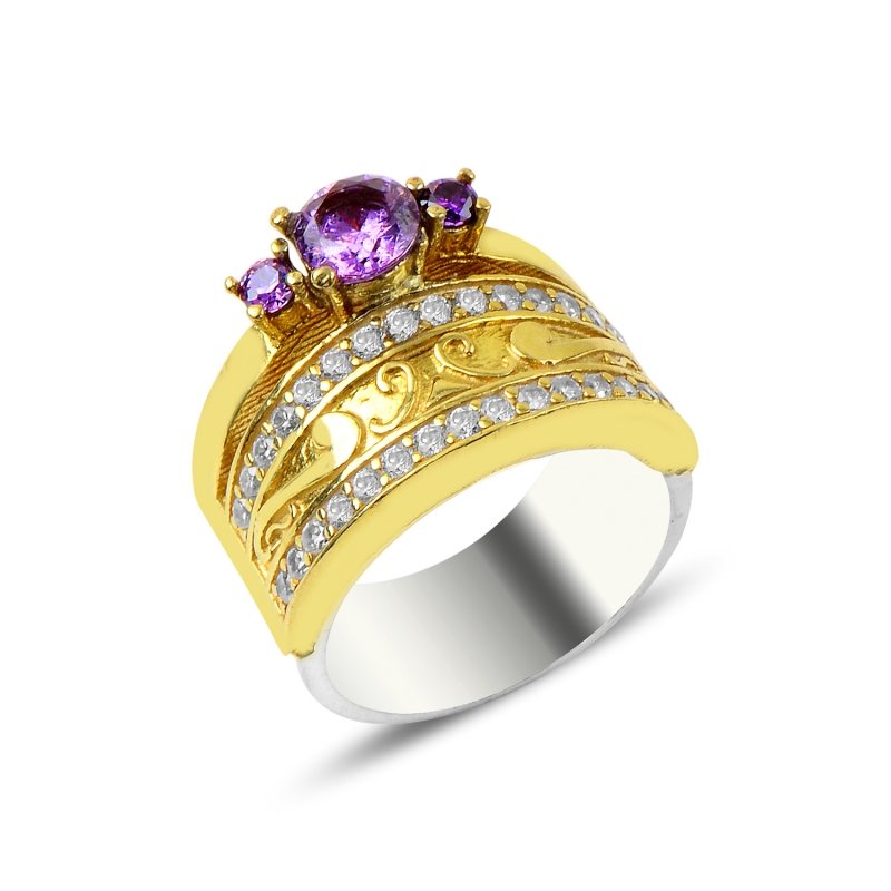 CZ Half Eternity & Three Stone Ring - R89557