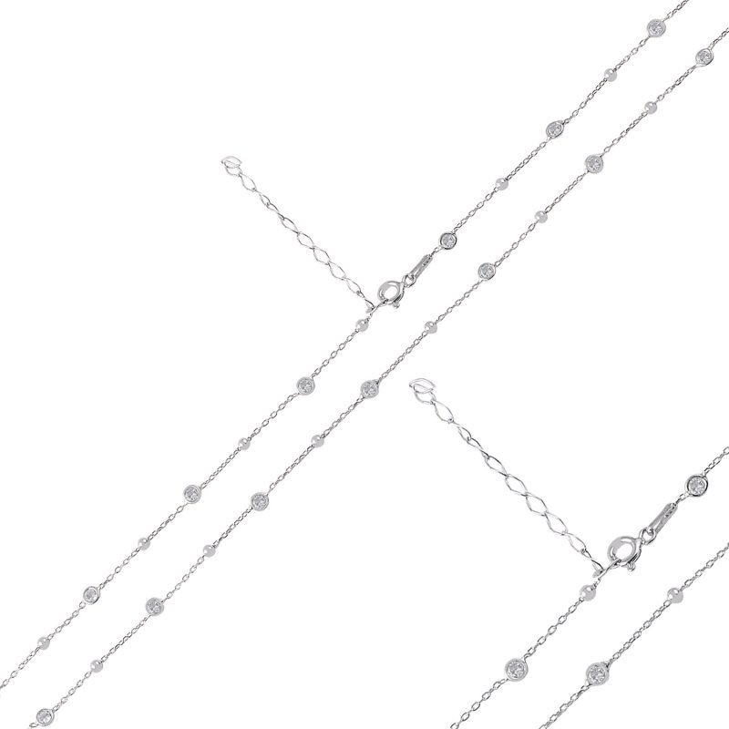 70cm Ball & CZ Forzentina Chain Necklace - CH89598