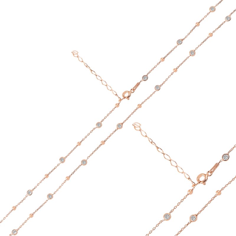 70cm Ball & CZ Forzentina Chain Necklace - CH89598