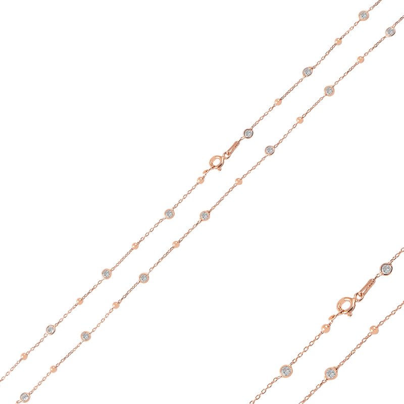 110cm Ball & CZ Forzentina Chain Necklace - CH89600