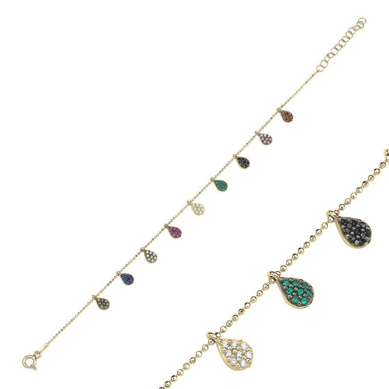 Mixed Color CZ Dangle Bracelet - B89616