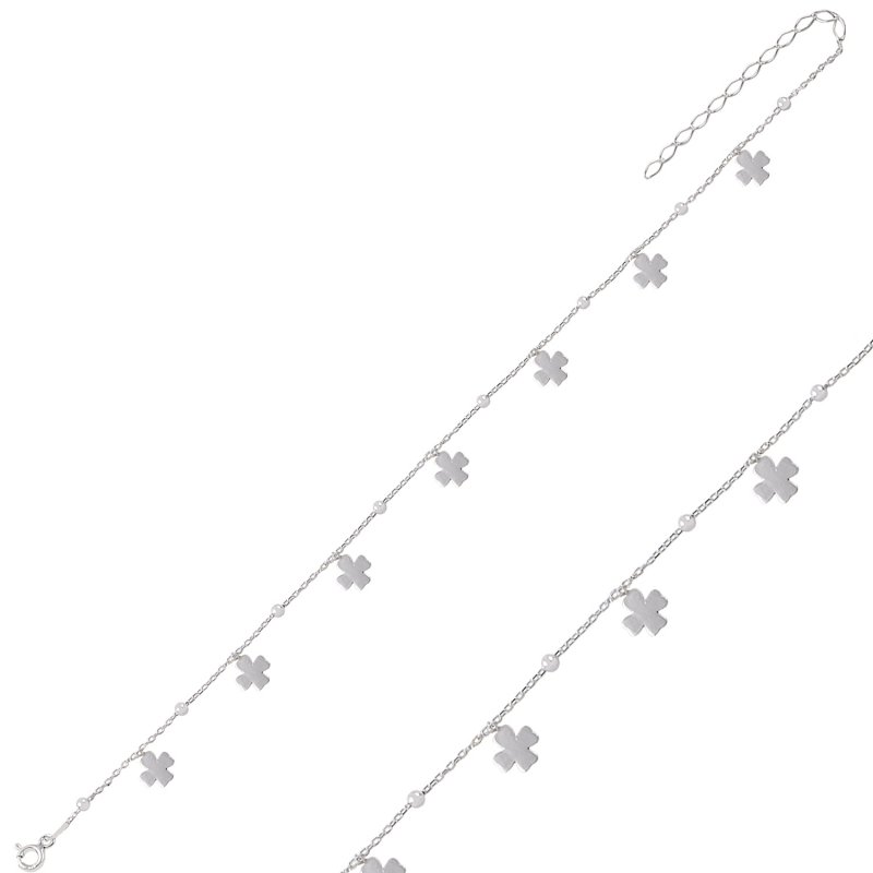 Ball & Dangle Clover Anklet - ANK89624