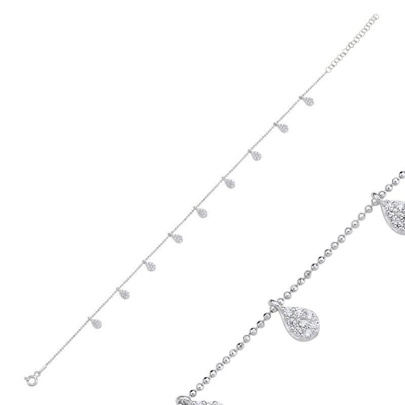 CZ Dangle Charm Anklet - ANK89630