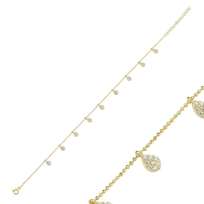 CZ Dangle Charm Anklet - ANK89630