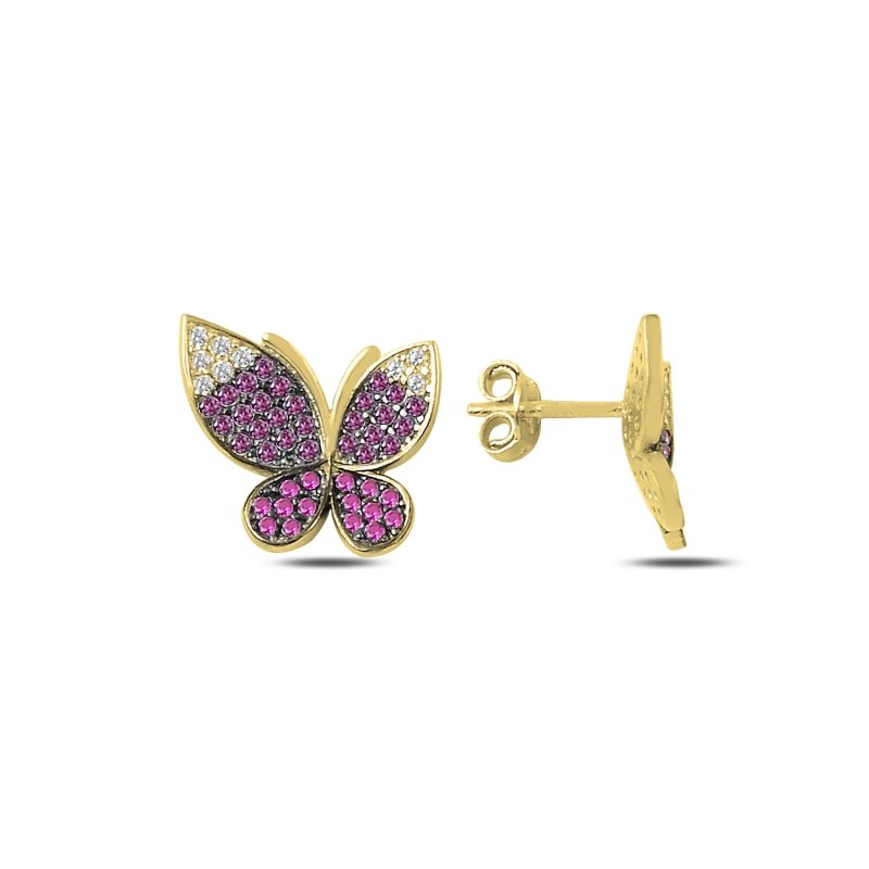 CZ Shades of Pink Butterfly Stud Earrings - E89657
