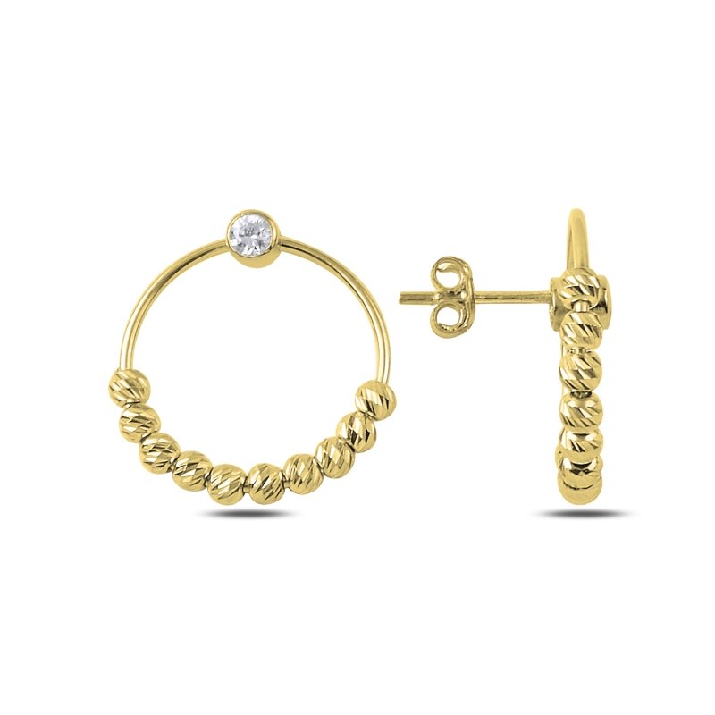 CZ & Beaded Hoop Drop Earrings - E89662