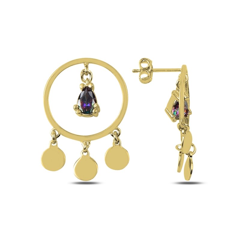 Mystic CZ Teardrop Hoop Drop Earrings - E89664