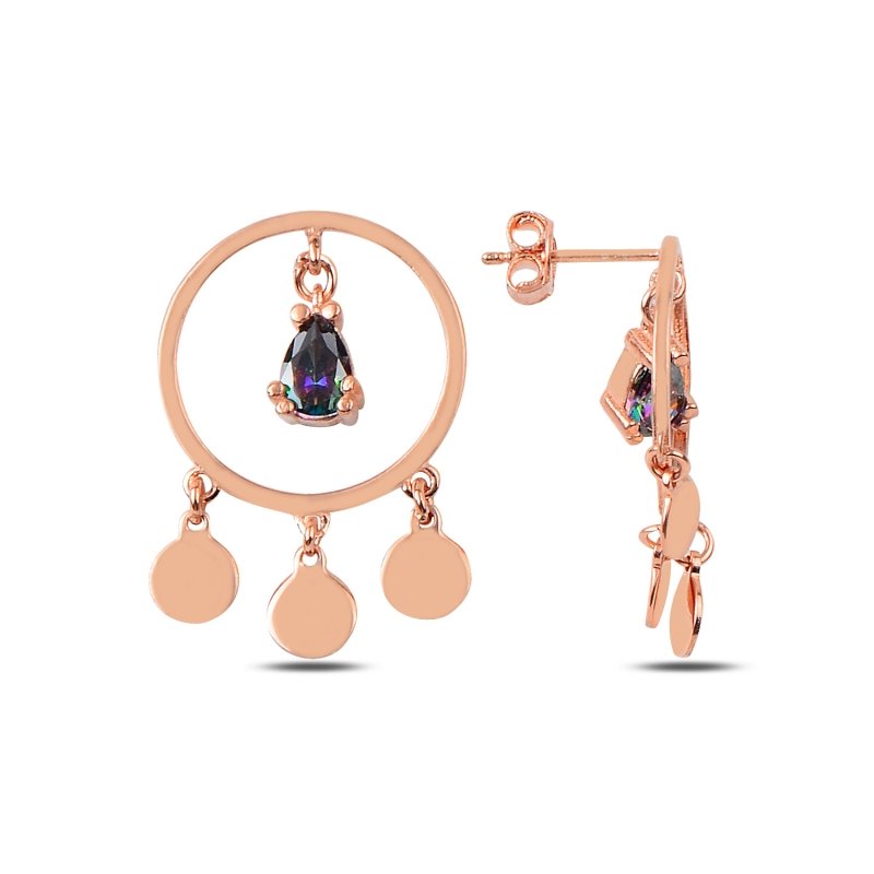 Mystic CZ Teardrop Hoop Drop Earrings - E89664