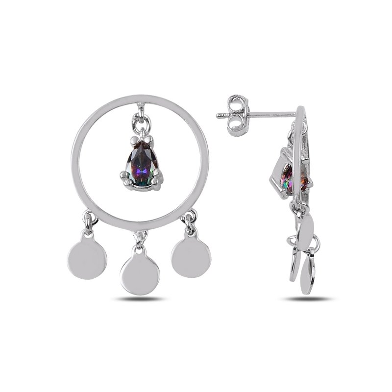 Mystic CZ Teardrop Hoop Drop Earrings - E89664