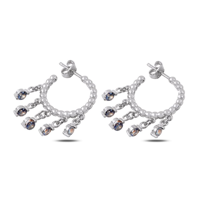 CZ Hoop Stud Earrings - E89666