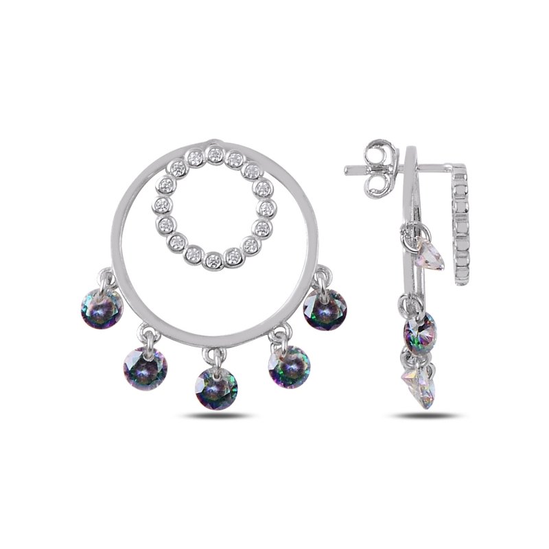 Mystic CZ Hoop Drop Earrings - E89667