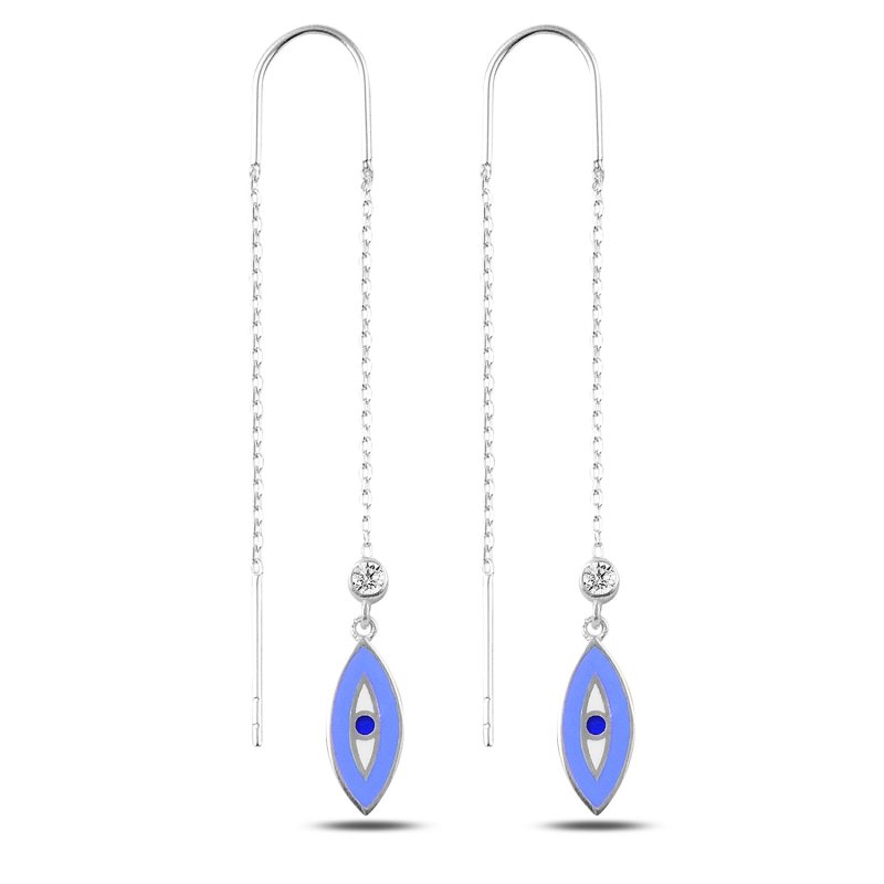CZ & Enamel Bead Eye Threader Earrings - E89690