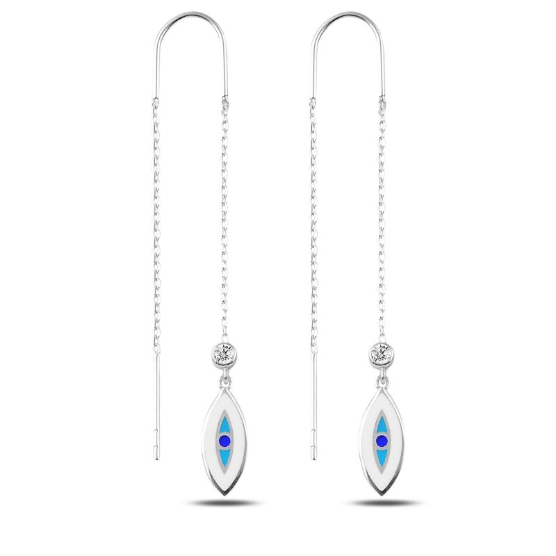 CZ & Enamel Bead Eye Threader Earrings - E89691