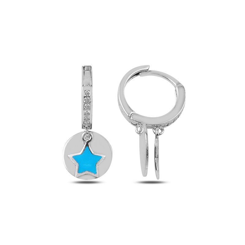 Zirkon Taşlı ve Mineli Yıldız Sallantılı Hagi Küpe - E89720