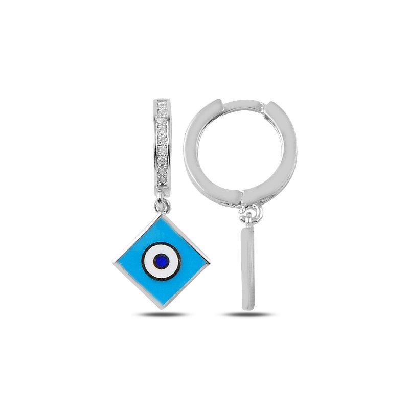 CZ & Enamel Evil Eye Huggie Hoop Earrings - E89721