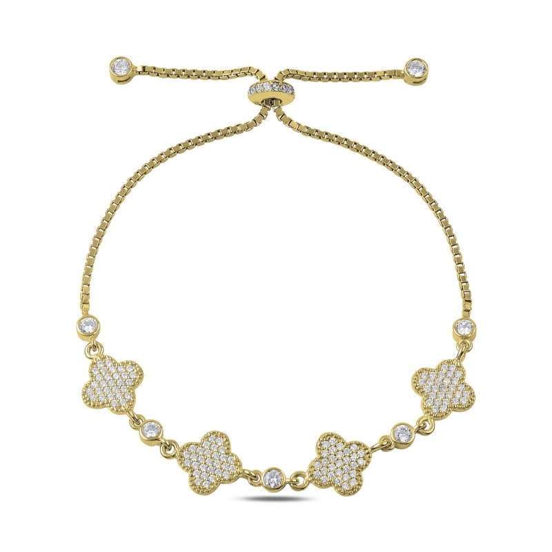 CZ Quatrefoil Adjustable Sliding Bracelet - B89741