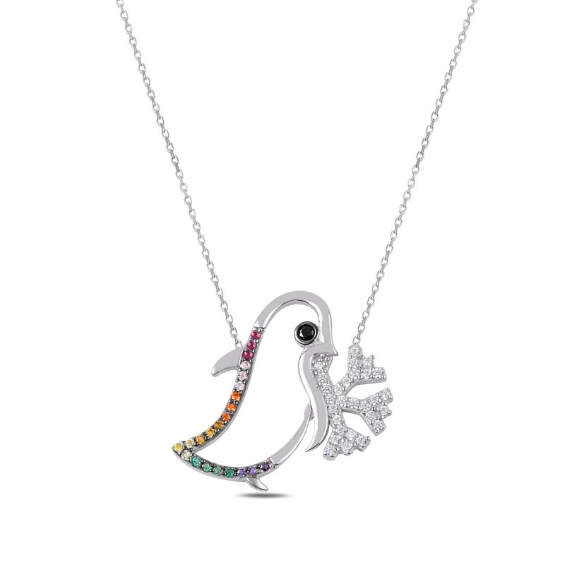 Mix CZ Penguin & Snowflake Necklace - N89749