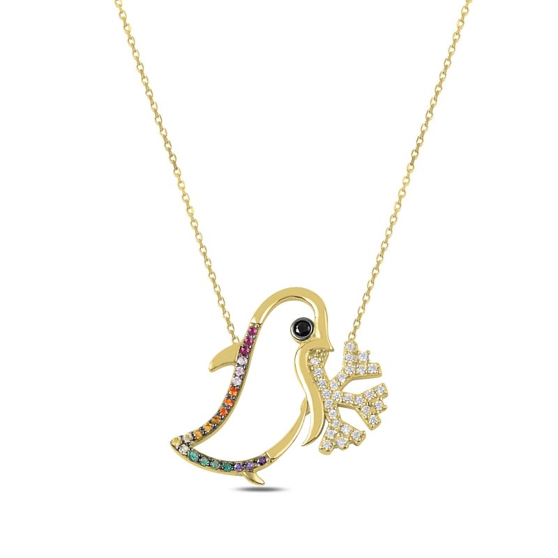 Mix CZ Penguin & Snowflake Necklace - N89749
