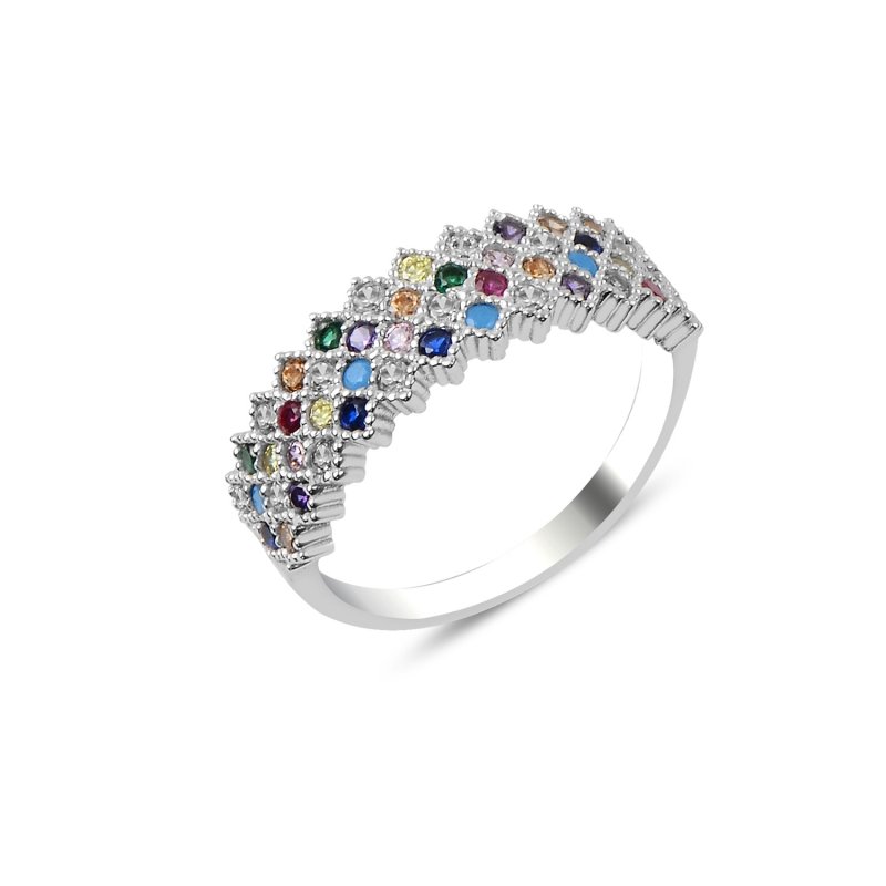 4 Row Mix CZ Half Eternity Ring - R89822