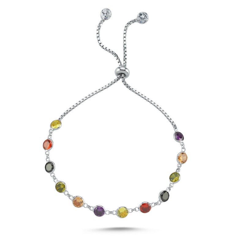 Tennis Colored CZ Adjustable Sliding Bracelet - B89982