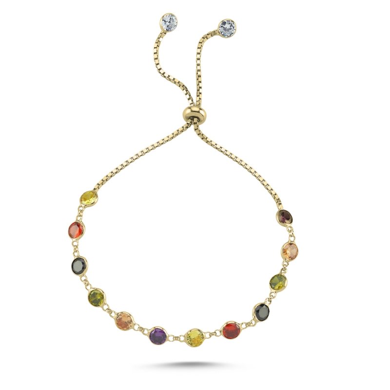 Tennis Colored CZ Adjustable Sliding Bracelet - B89982