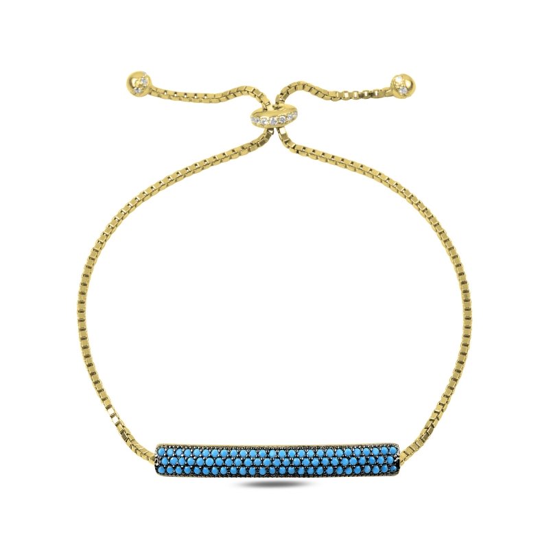 3 Row Nano Turquoise Plate Adjustable Sliding Bracelet - B89988